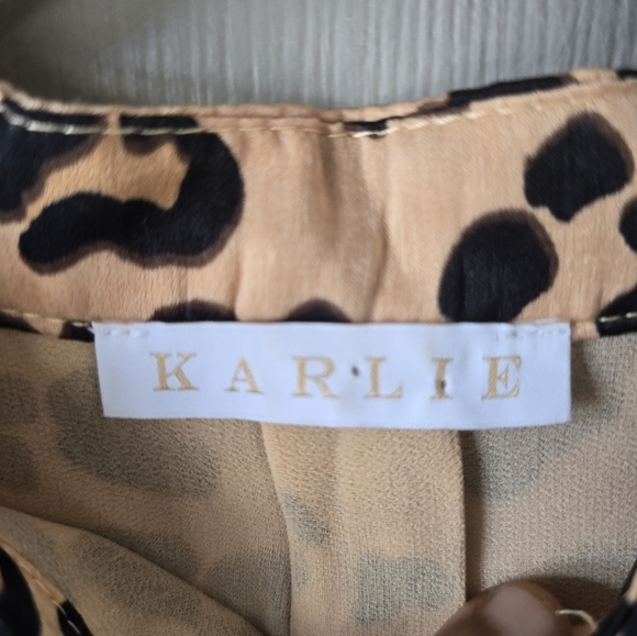 Karlie Leopard Print Popover Dress Womens Sz M Long Sleeve Tiered Drawsting - Picture 13 of 16